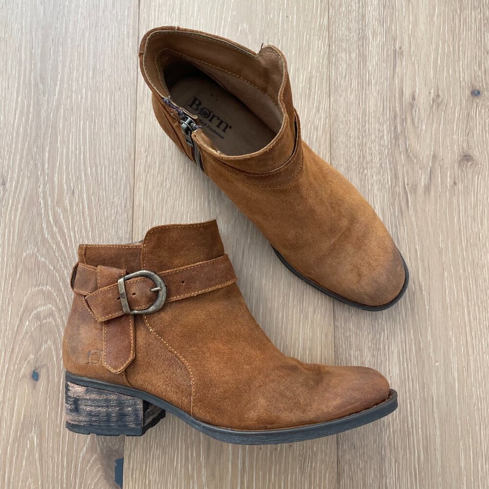 Born Boots Women 9.5 Morocco Booties Brown Rust Suede BR0028506 Ankle Shoes